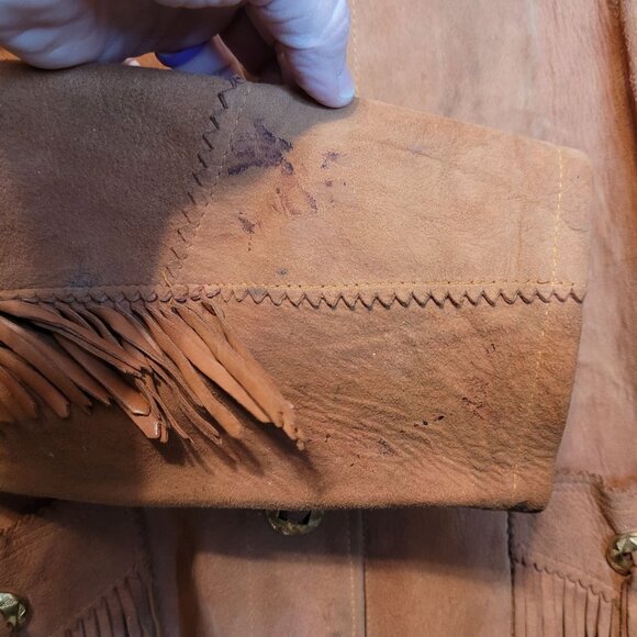 Vintage Fringe Leather Jacket Tregos Westwear 1950s MCM Size Small Flaws - Picture 8 of 10